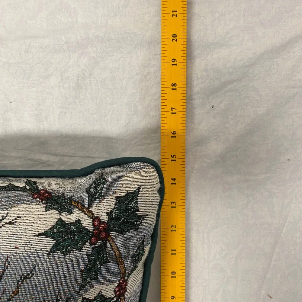 Vintage Christmas Snowman Tapestry Throw Pillow 15x15 Winter Cabin Holiday Decor